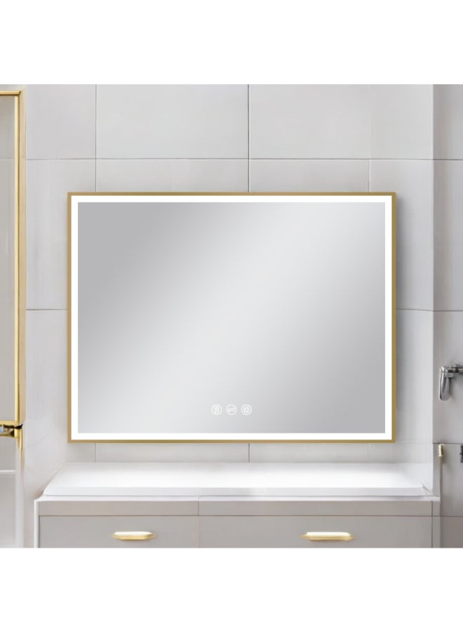 Aqua Drop Rectangular Copper Free Environmental Bathroom LED Mirror Gold 80 x 60 cm DWSF6080SSTF-BG - Image 2